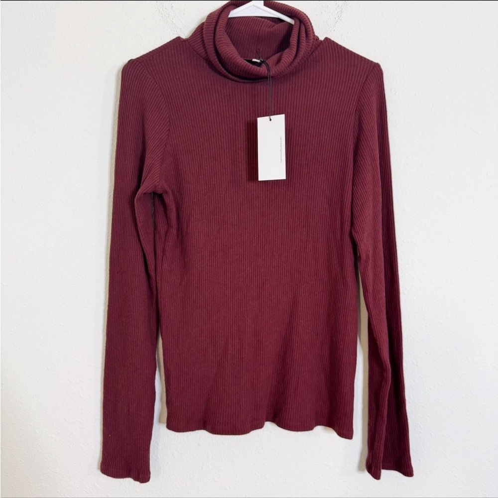 Corinne Burgundy Turtleneck ribbed knit sweater Top